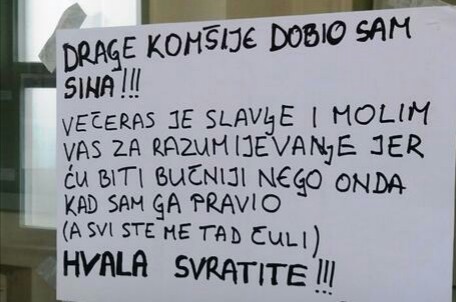 Banjalučanin dobio sina i ostavio zanimljivu poruku komšijama